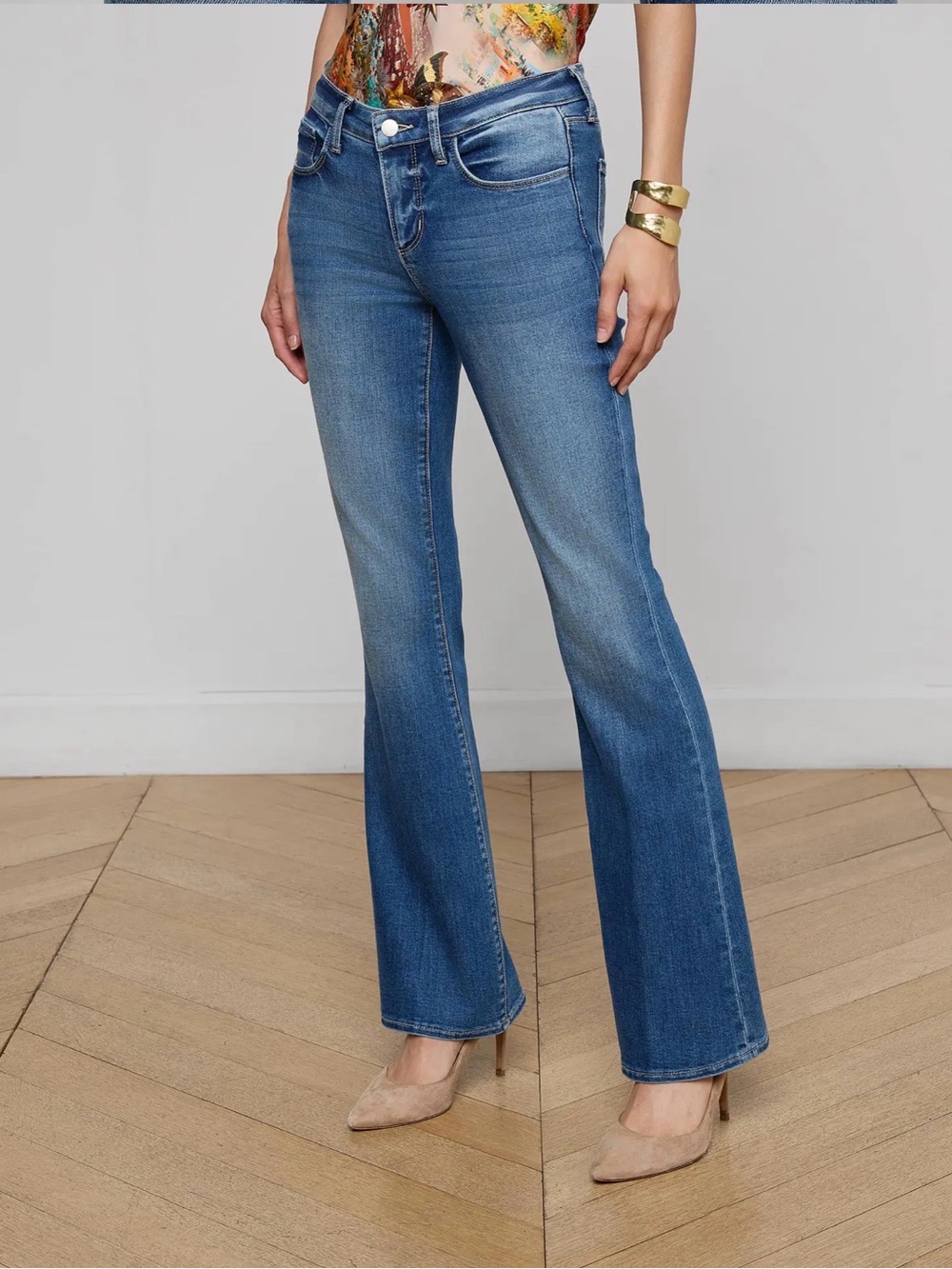L'AGENCE Selma Nordstrom High Rise Bootcut Jeans Cambridge Wash Denim 28 6